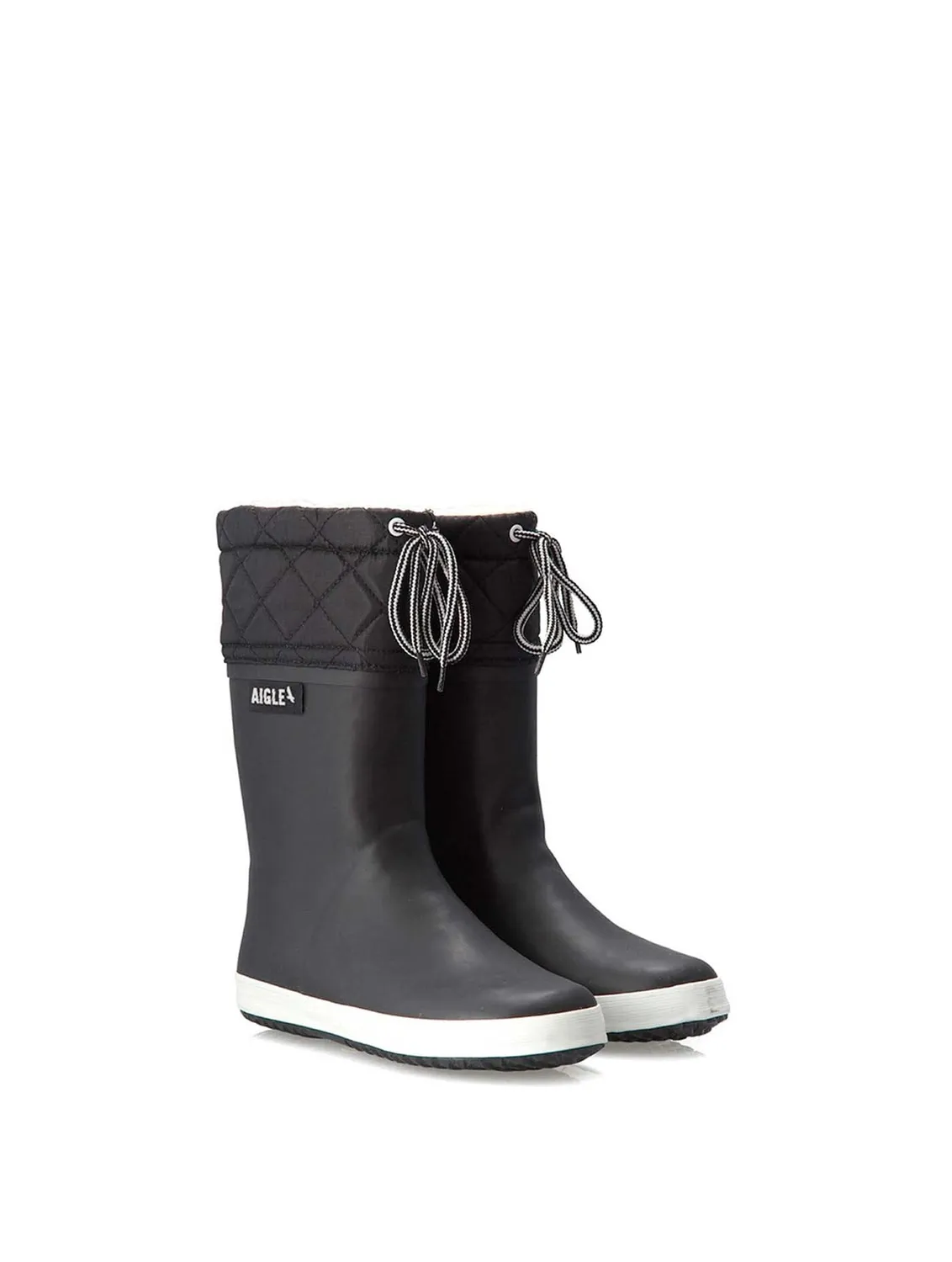 Aigle Giboulee 2 botte de pluie enfant fourrée Marine Blanc