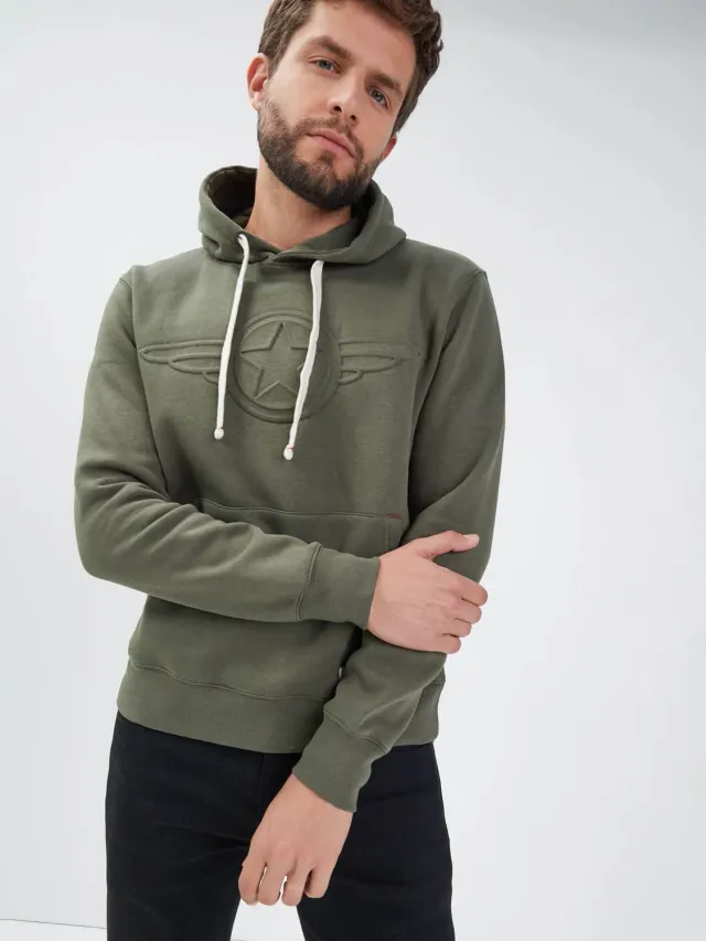 DAYTONA Wings sweat capuche coton kaki aviateur