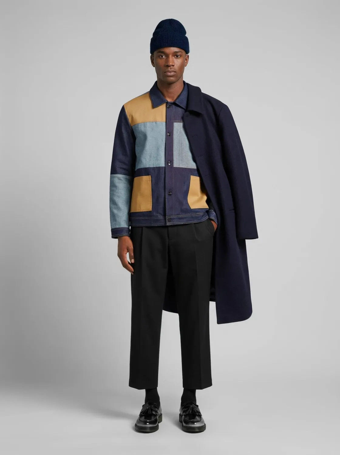 Lebrun Worker Jean Gabardine veste bleu coton