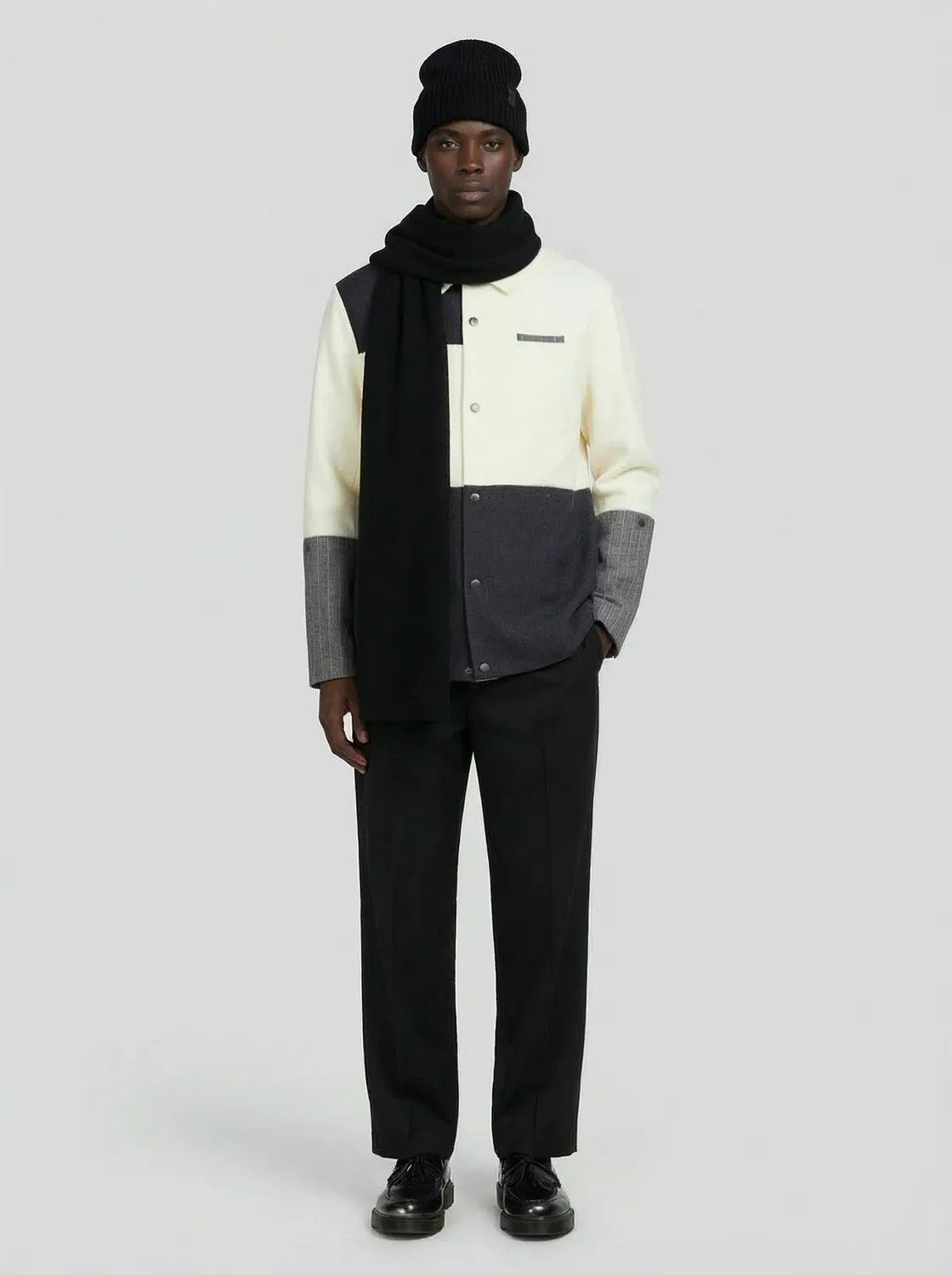 LEBRUN Coach Jacket Laine Cachemire Blanc Gris