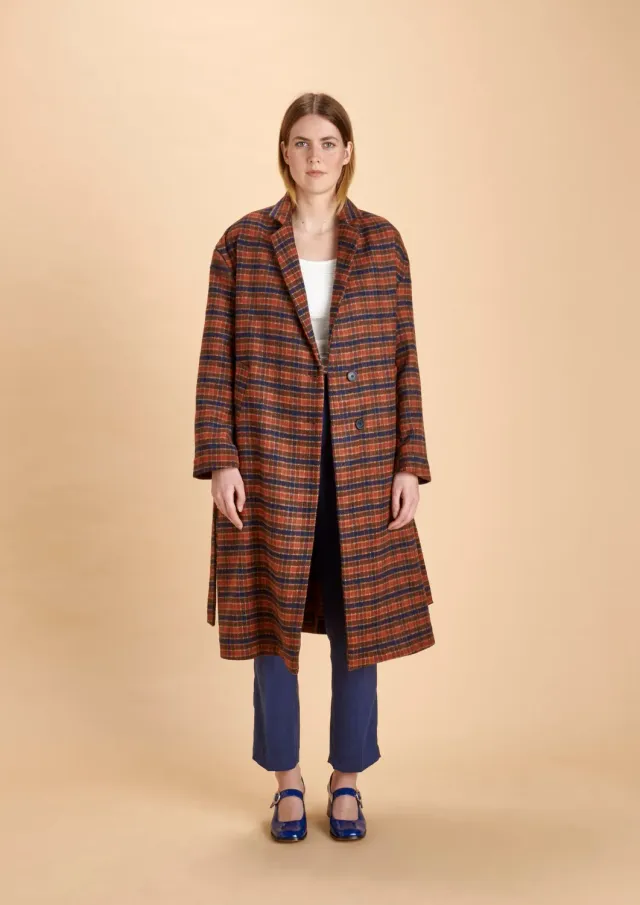 Soubacq Jil manteau laine petits carreaux