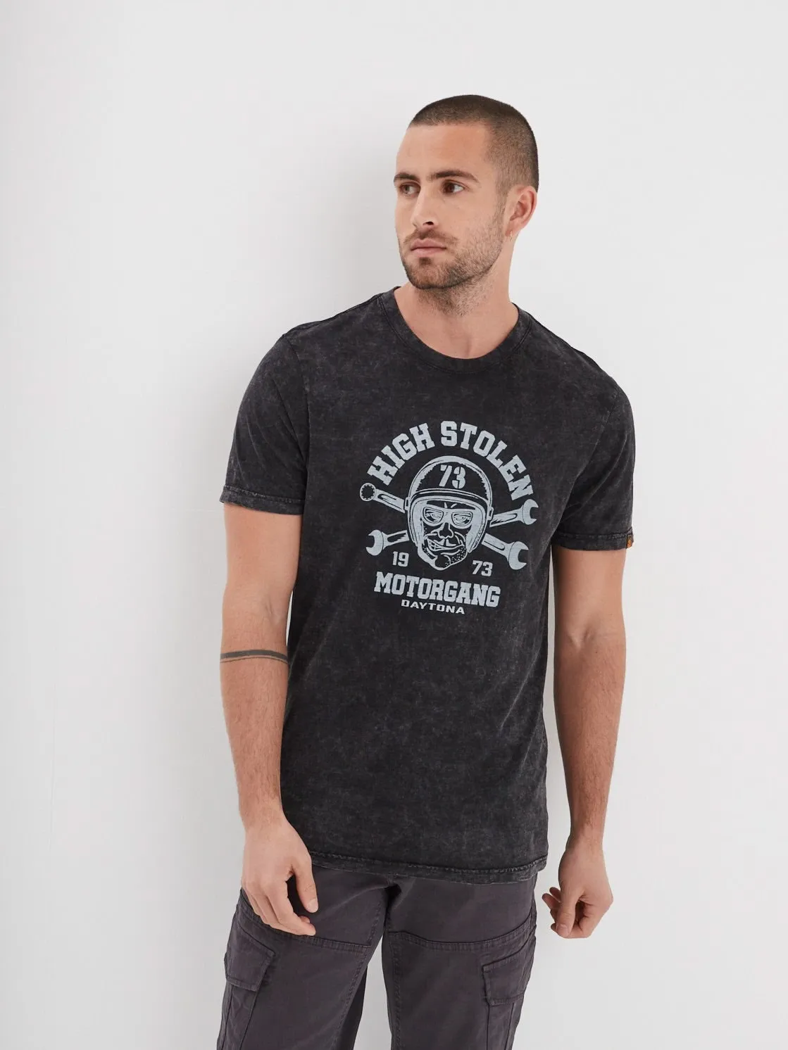Daytona Monroe t-shirt moto homme noir vintage