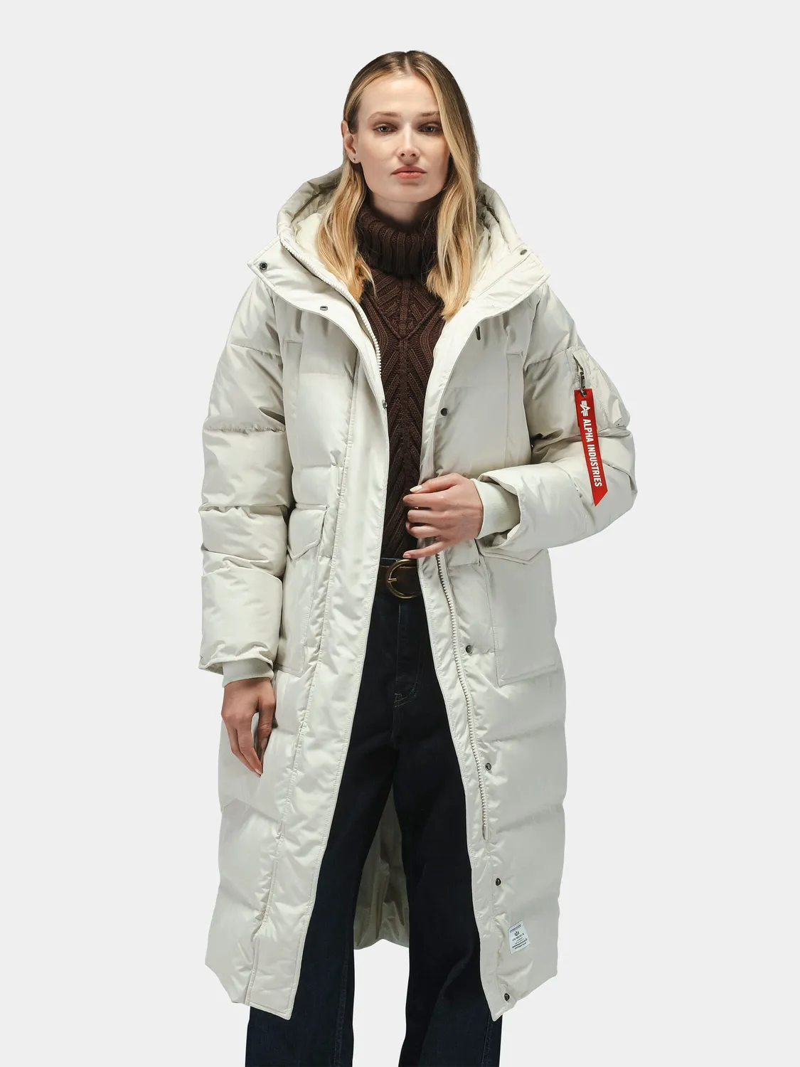 Alpha Industries Sierra Long Puffer parka femme dune white duvet