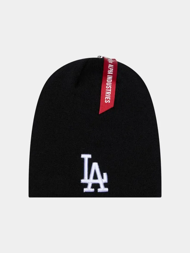 Alpha Industries Dodgers New Era Knit Beanie bonnet noir merinos