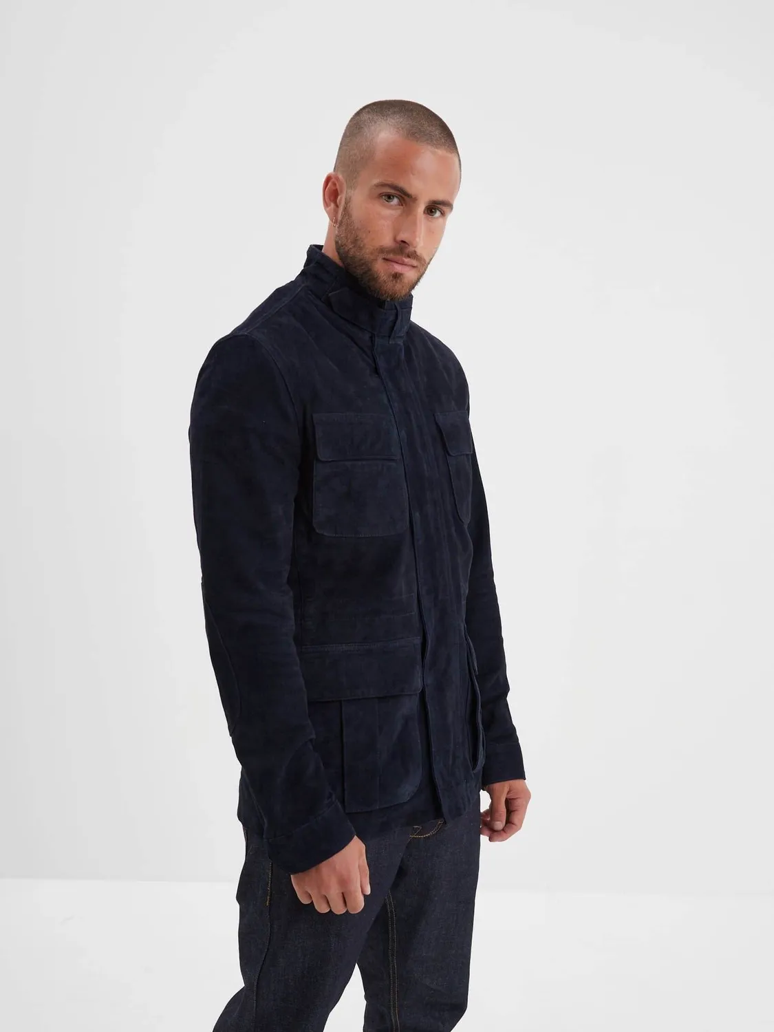 DAYTONA Salem veste cuir homme chèvre velours navy