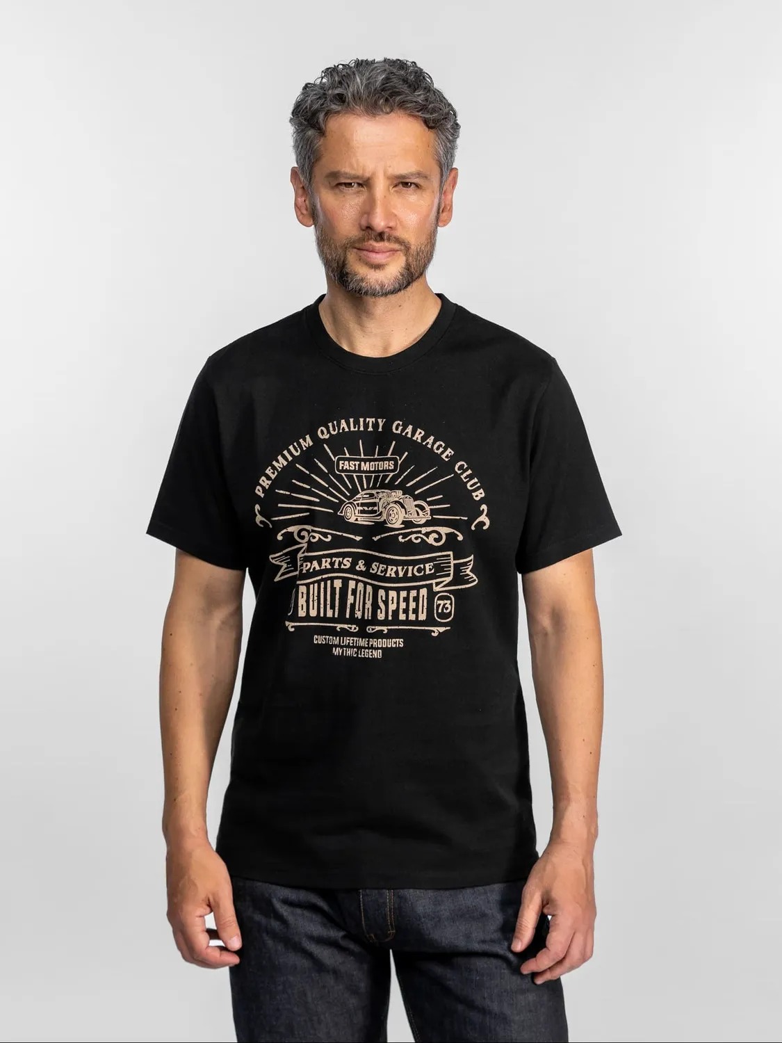Daytona Gowrie t-shirt vintage homme Black 260g stone wash