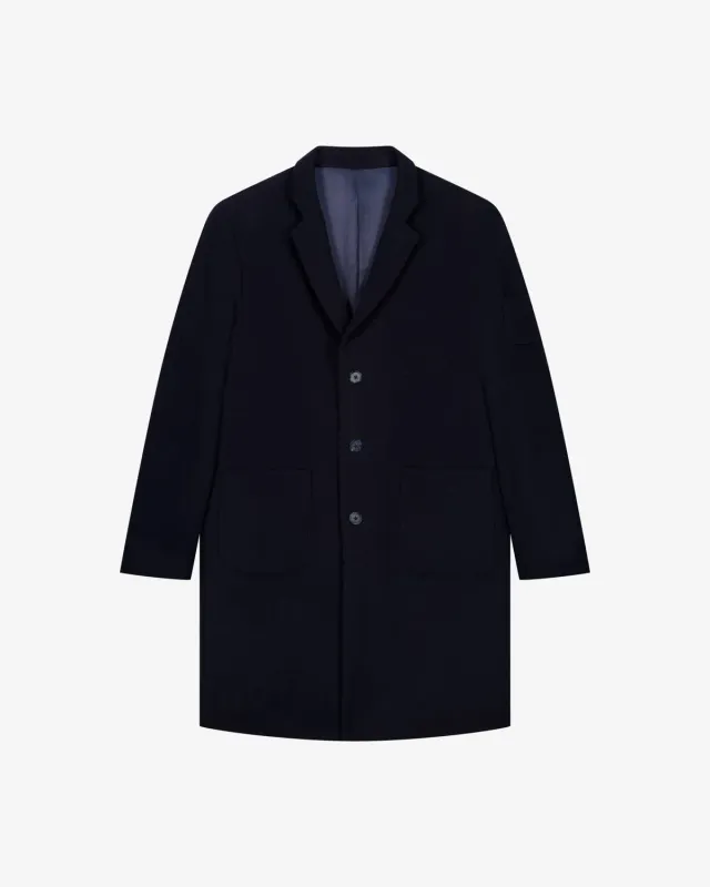 LEBRUN Manteau Bleu Laine Cachemire Cintré Homme