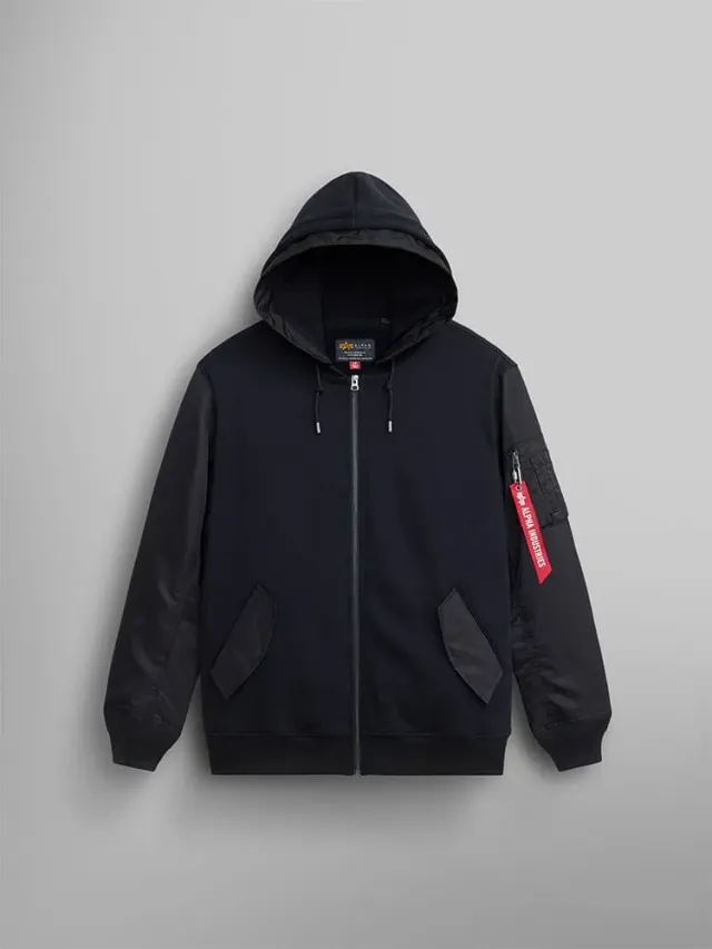 Alpha Industries MA-1 sweat zippé à capuche noir molleton