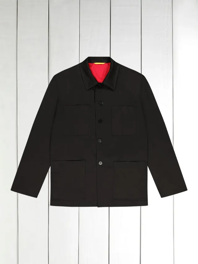 Hollington Lyon veste coton stretch noire col charpentier
