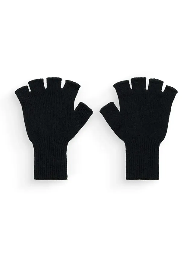 Anonymous Ism x Alpha gants sans doigts laine noir