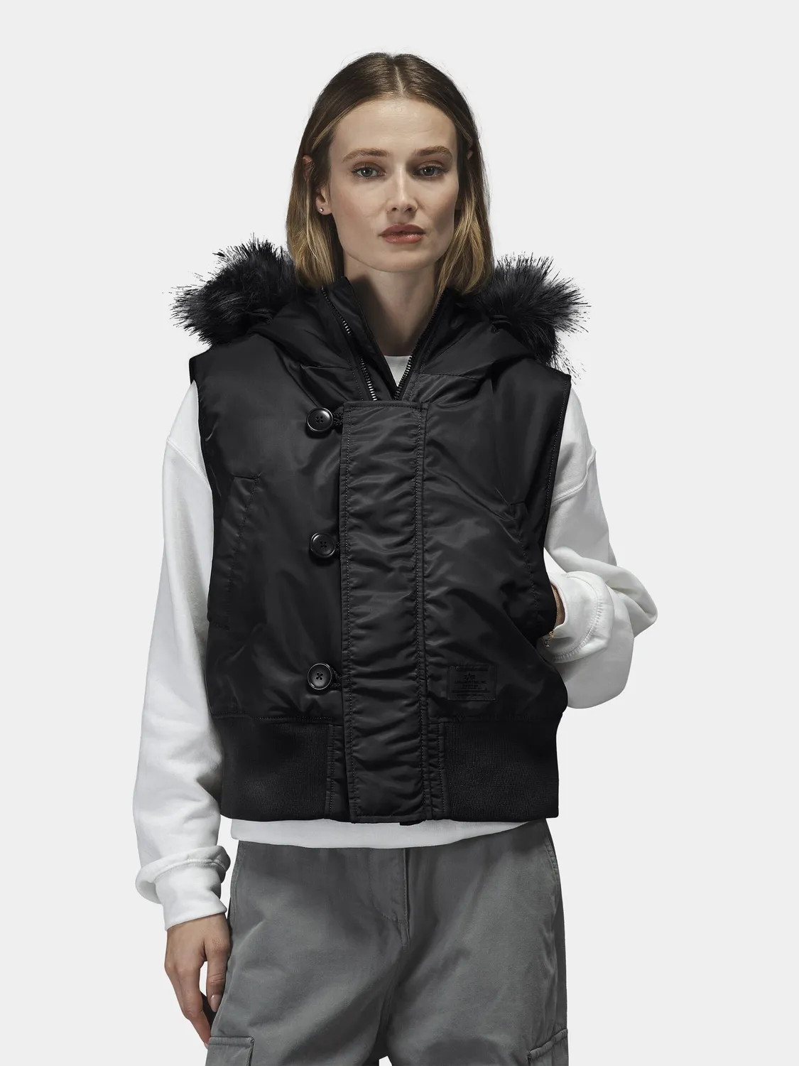 Alpha Industries N-2B gilet capuche femme noir