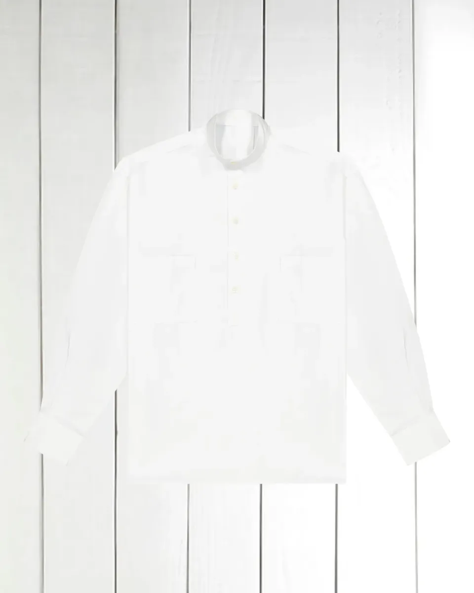 Hollington chemise col mao coton luxe blanche XS-3XL