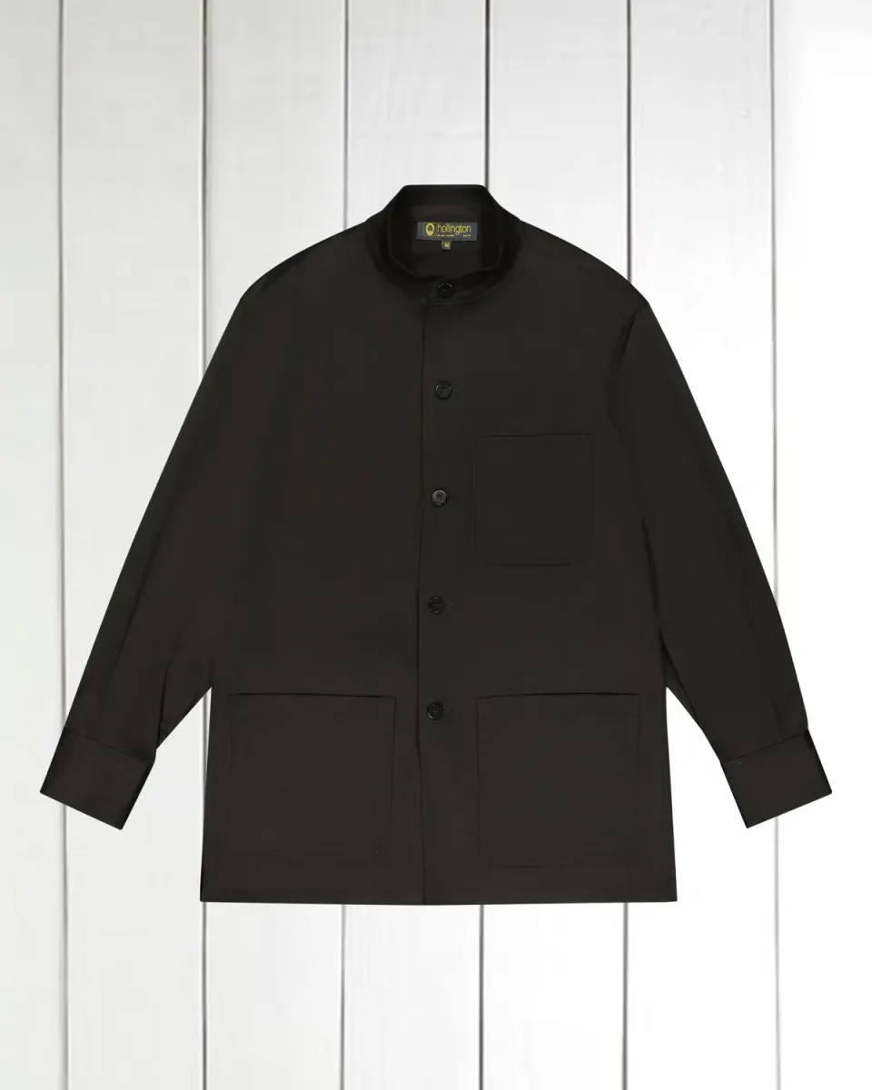 Hollington veste-chemise col mao noire serge coton stretch