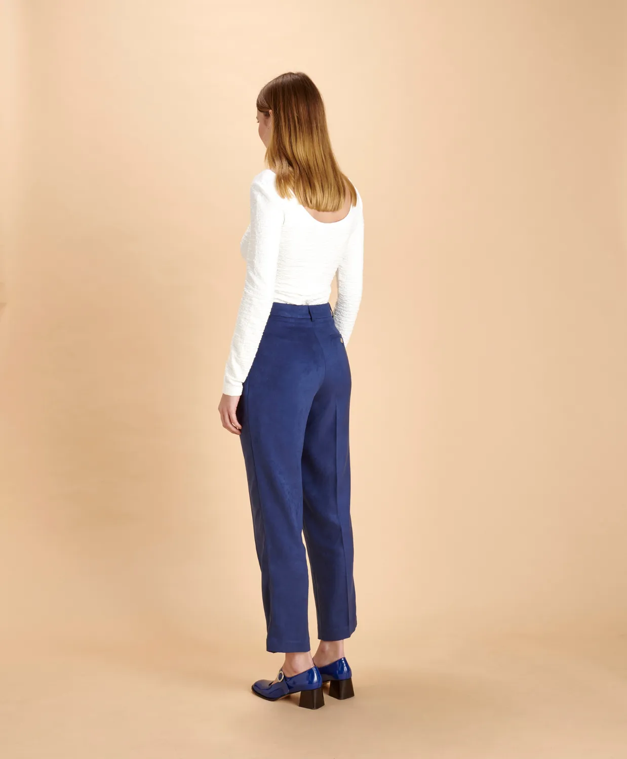 SOUBACQ Le Pantalon Roma femme pantalon alcantara bleu
