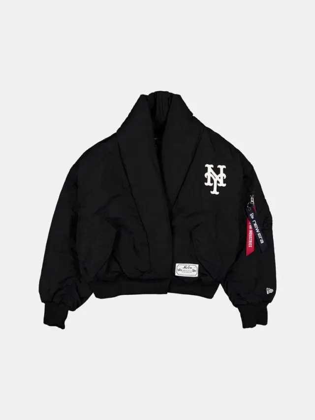 Alpha Industries Mets veste bomber femme noir col châle léger