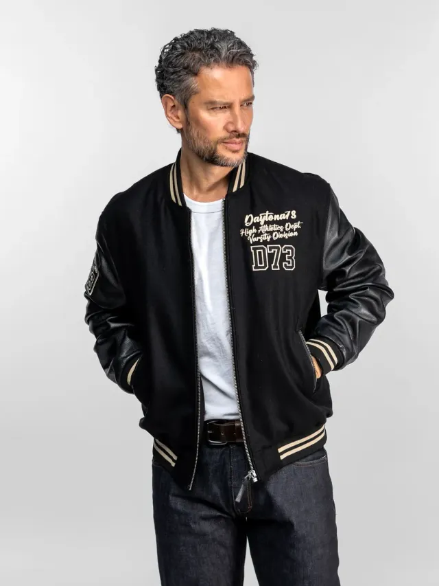 DAYTONA Ethier bomber universitaire homme laine cuir