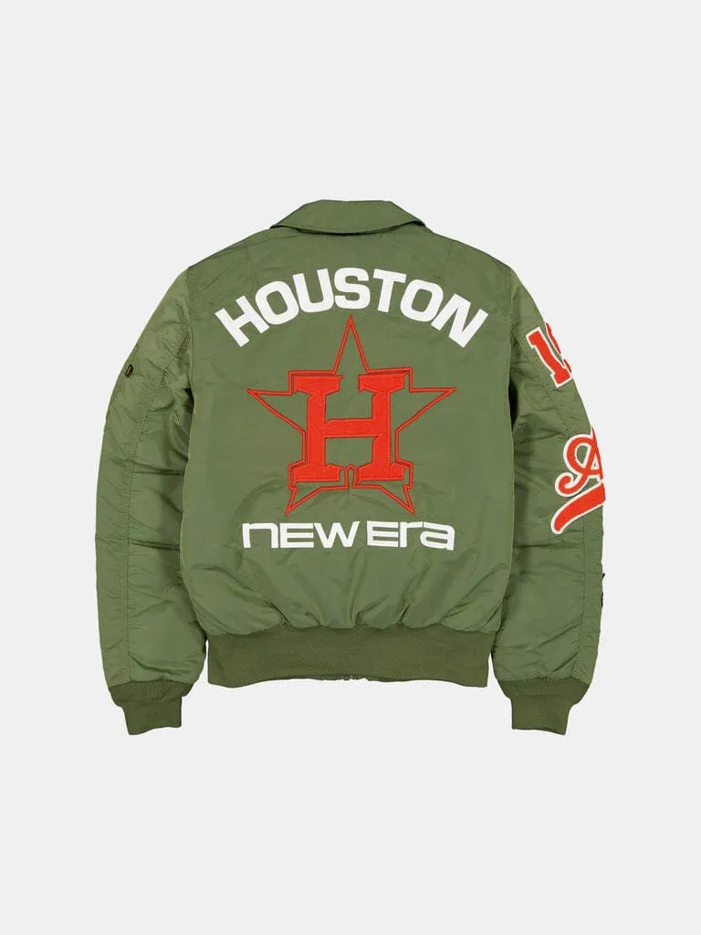 Alpha x Astros x New Era MA-1 bomber vert brodé