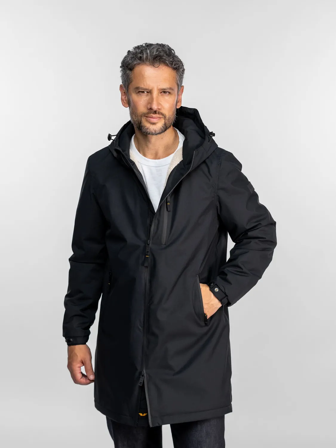 Daytona Regen parka longue sherpa noir imperméable