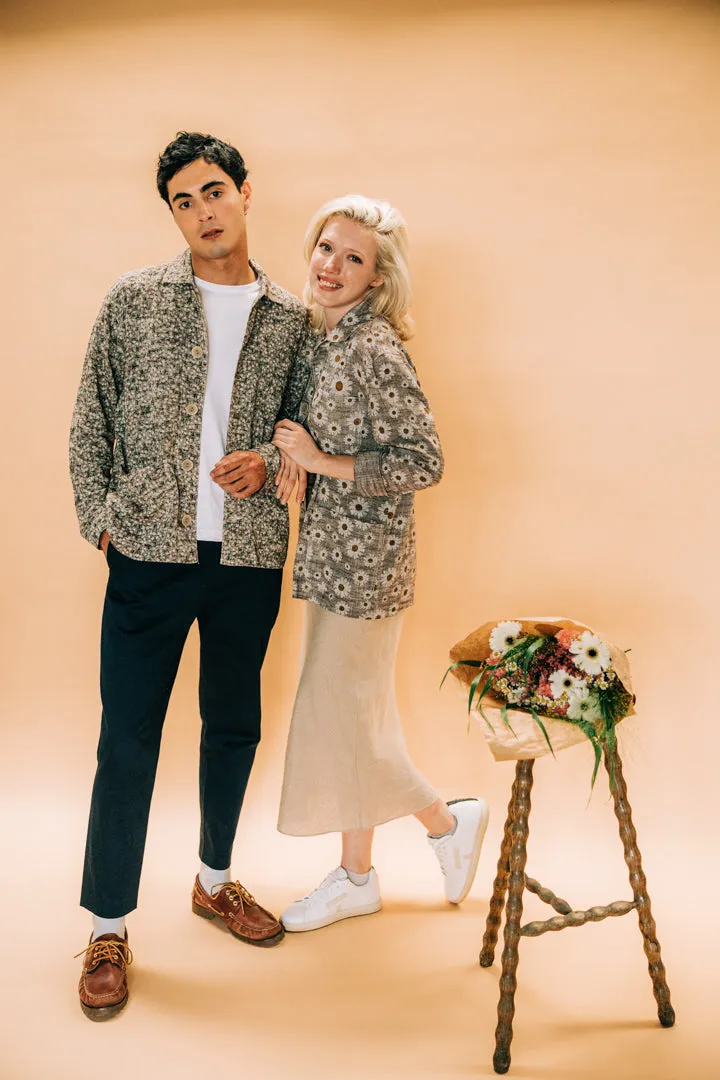 Soubacq Bleu Lino veste lin marguerites été