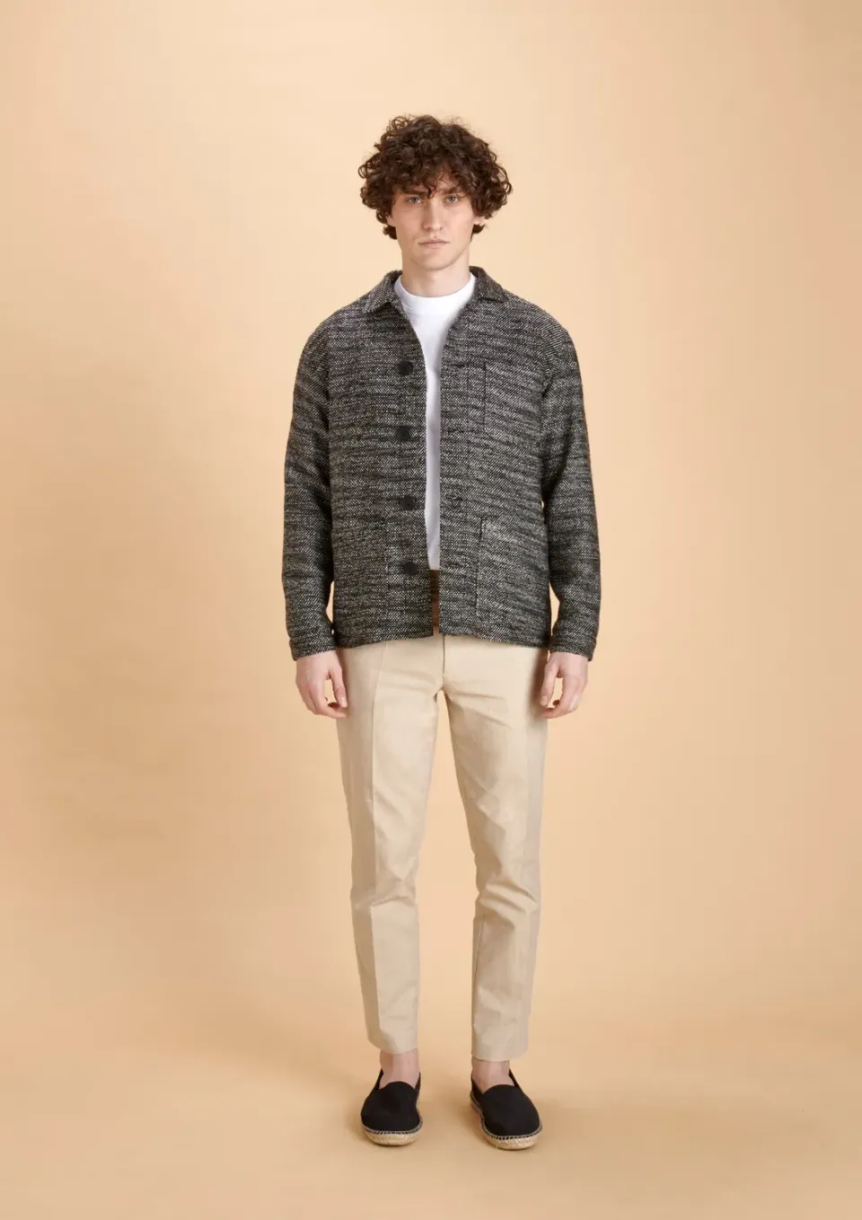 Soubacq Bleu Thistle veste de travail tweed