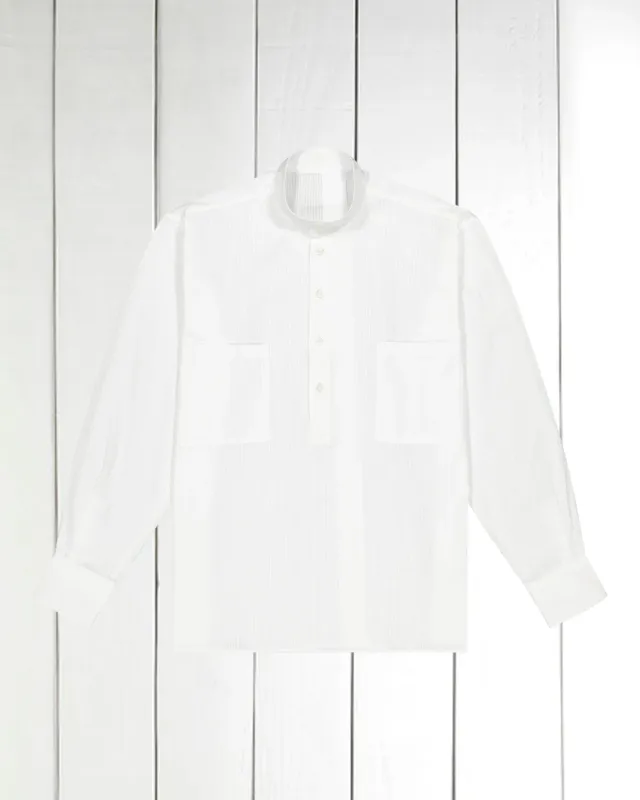 Hollington col mao chemise blanche seersucker coton