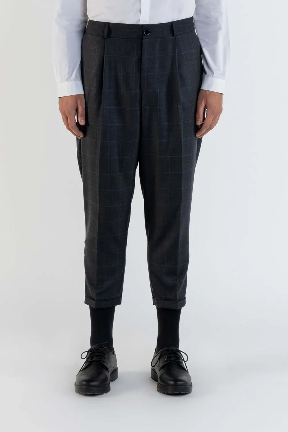 Lebrun Laine Marron à Plis pantalon marron Prince de Galles
