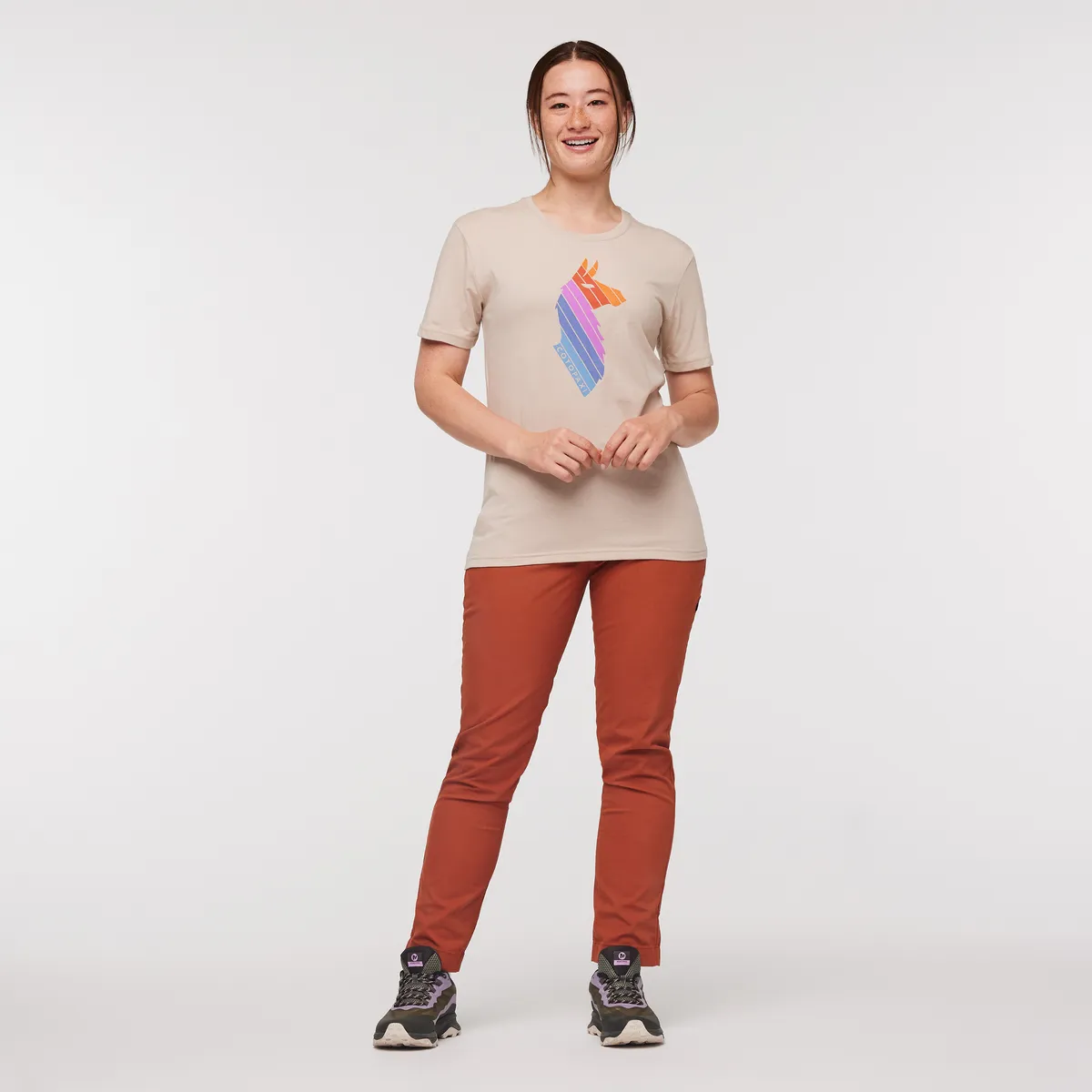 Cotopaxi Llama Stripes t-shirt femme Oatmeal rayures lama