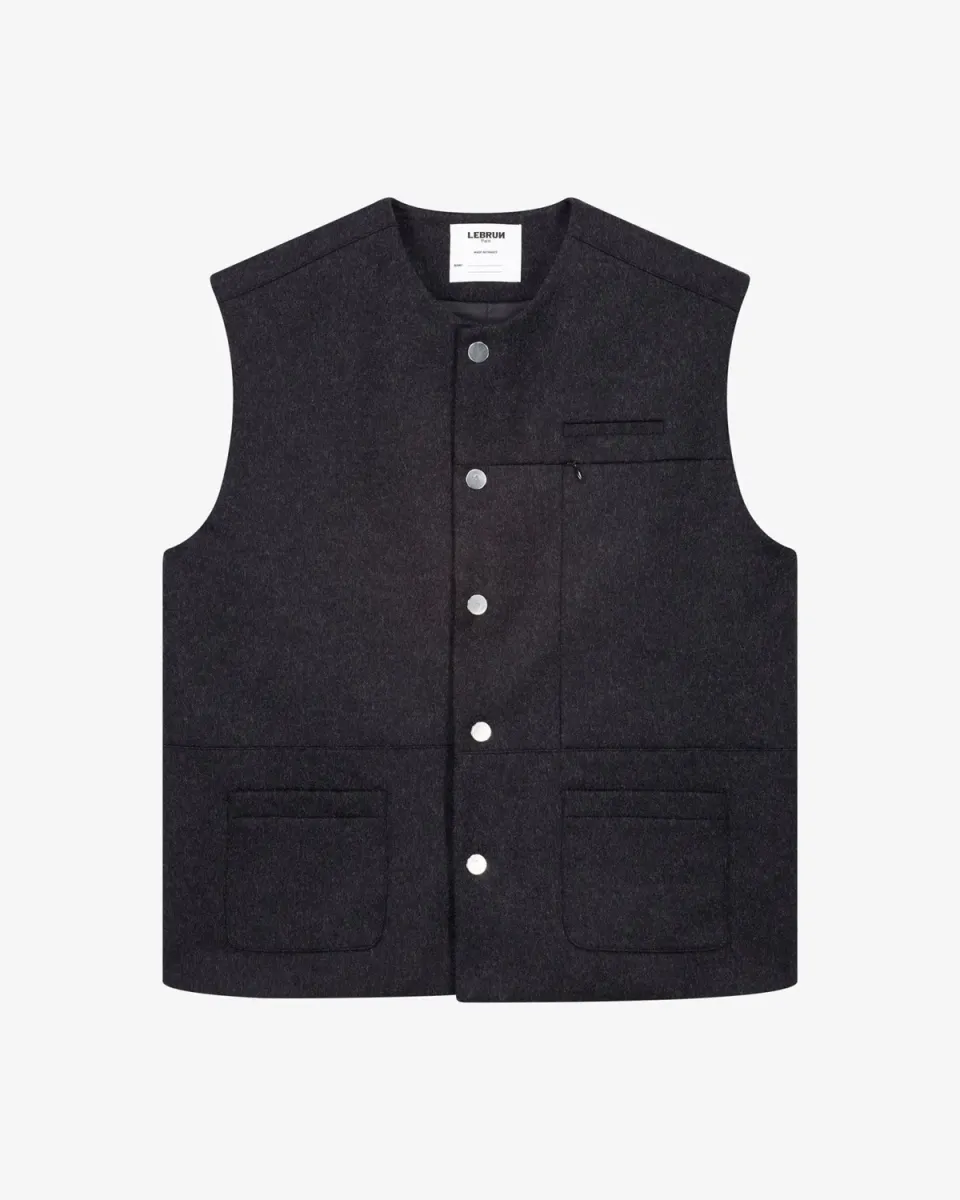 Lebrun veste sans manches gris anthracite laine doublée