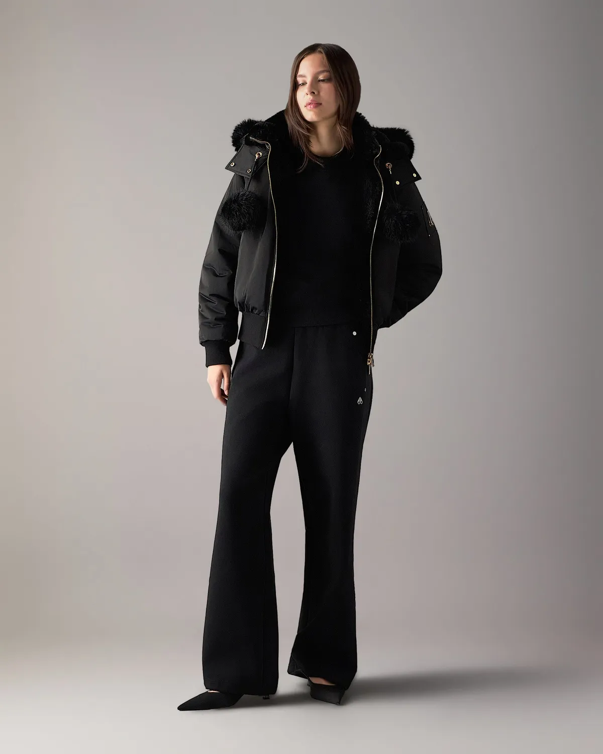 Moose Knuckles Luxe Satin Bomber Réversible Noir