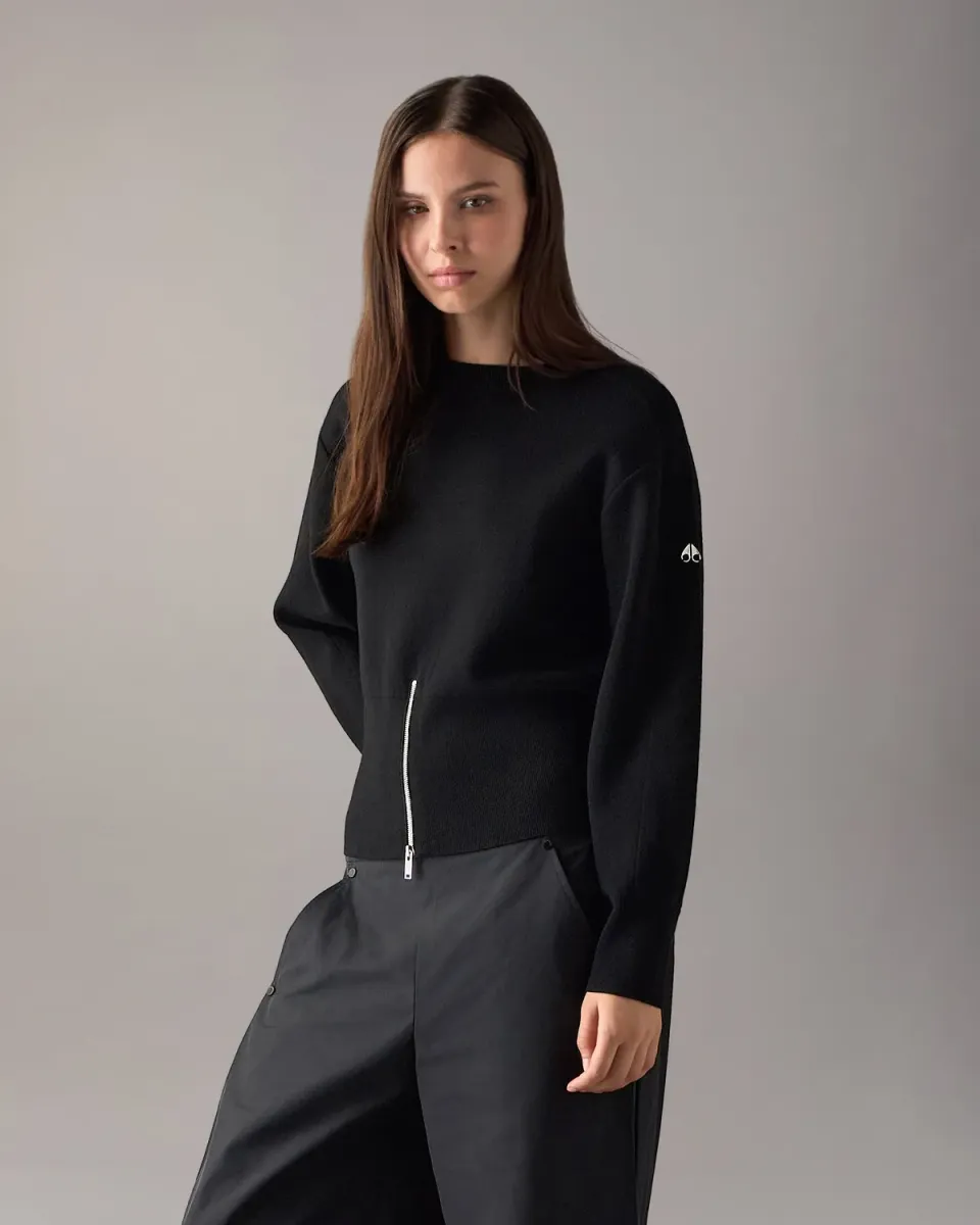 Moose Knuckles Corner sweat col rond zippé noir
