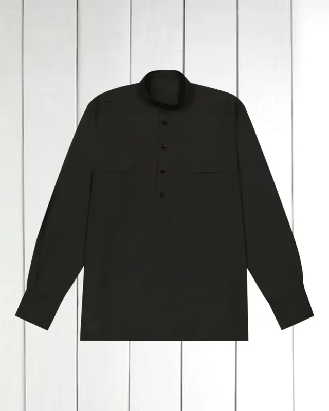 Hollington chemise popeline col mao noire luxe