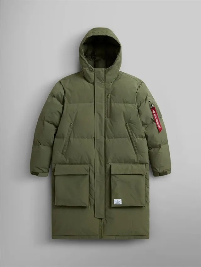 Alpha Industries Long Puffer Parka doudoune verte duvet