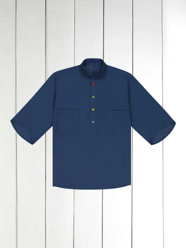 Hollington Deauville chemise coton marine manches courtes