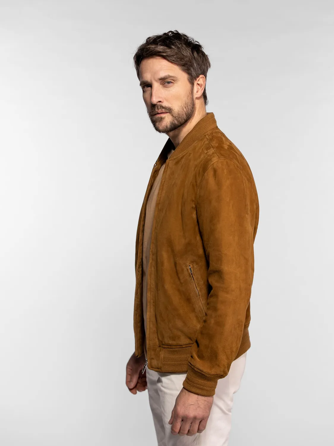 Daytona Gila bomber cuir suédé Cognac homme