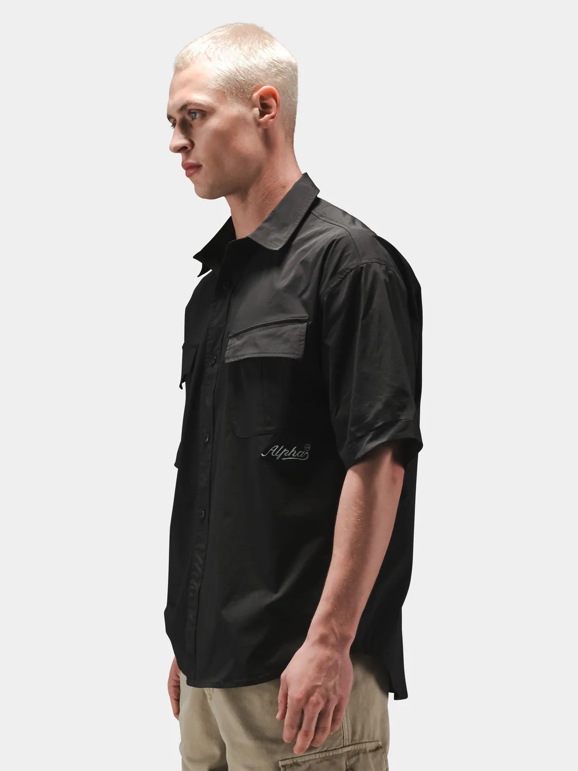 Alpha Industries Fatigue chemise cargo noire manches courtes