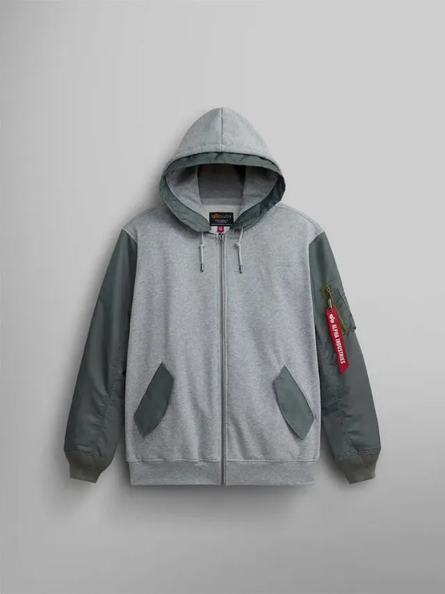 Alpha Industries MA-1 Zip hoodie molleton gris
