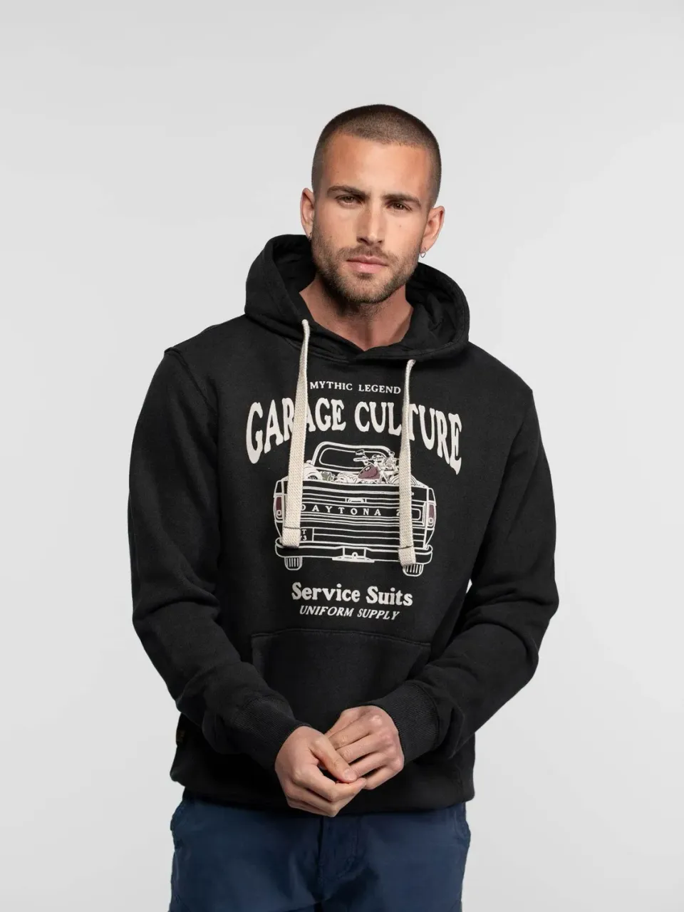 Daytona Tony sweat capuche coton army green