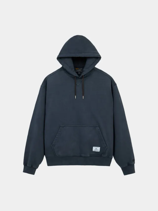 Alpha Industries Essential Hoodie Battlewash sweat noir délavé