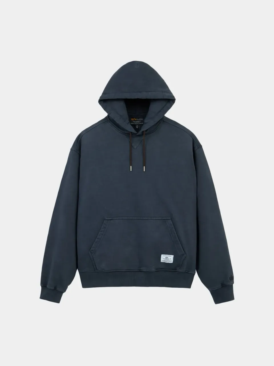 Alpha Industries Essential Hoodie Battlewash sweat noir délavé