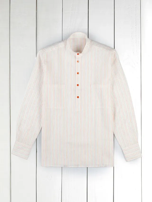 Hollington chemise lin rayures multicolores col nehru