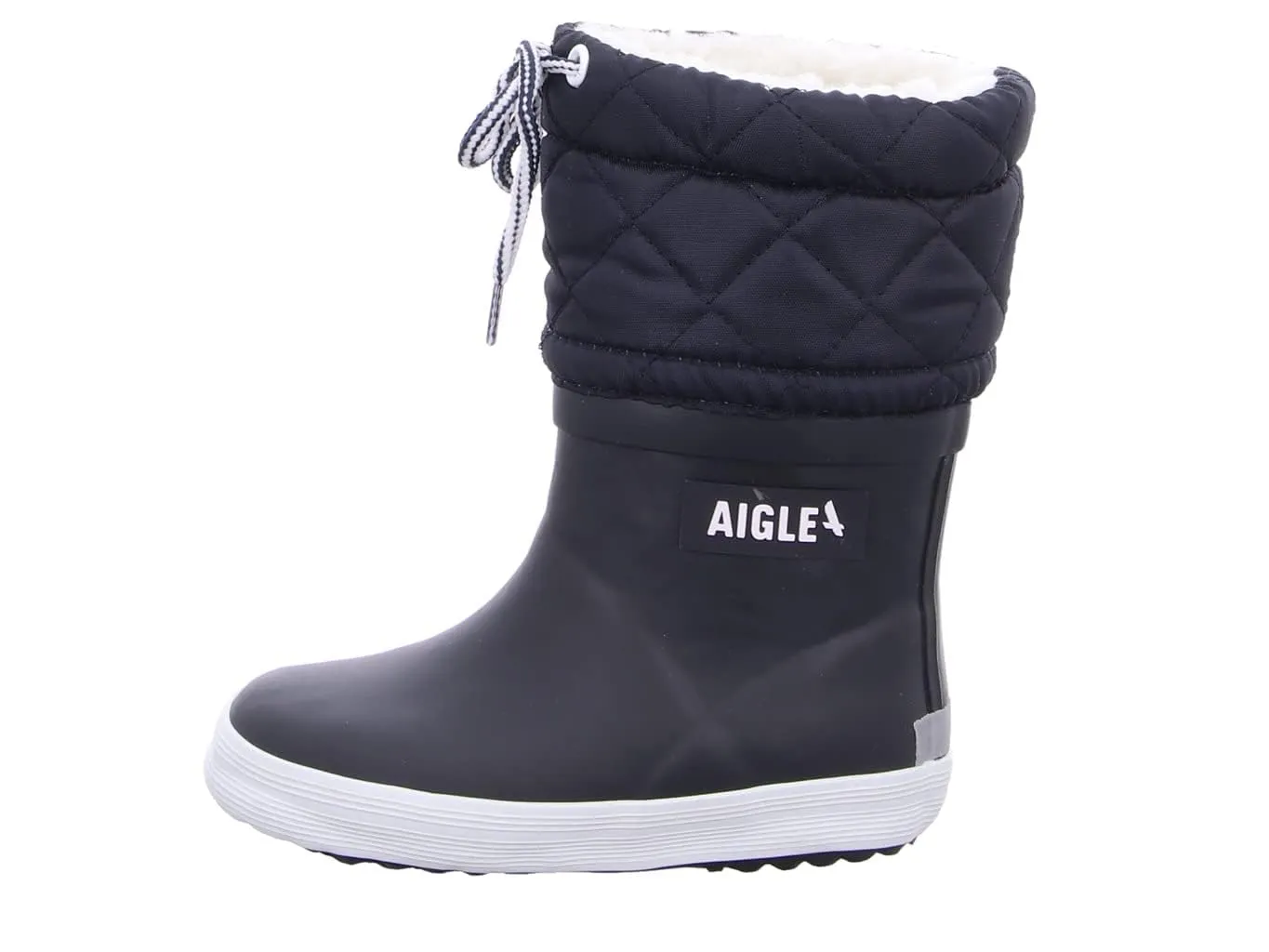 Aigle Giboulee 2 botte de pluie enfant fourrée Marine Blanc