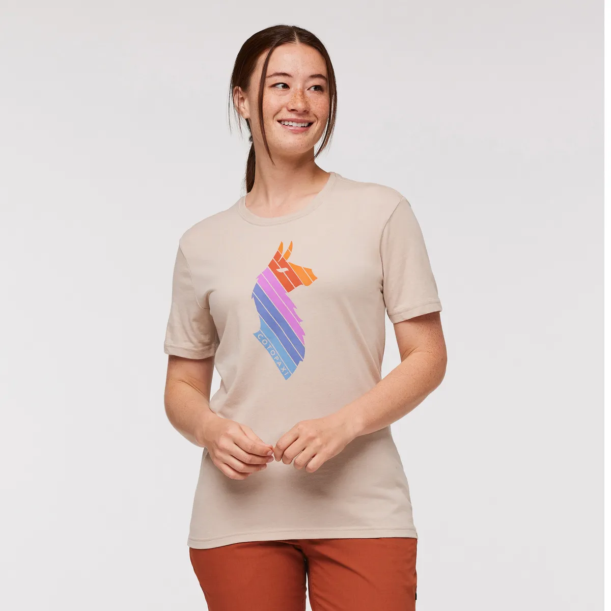 Cotopaxi Llama Stripes t-shirt femme Oatmeal rayures lama