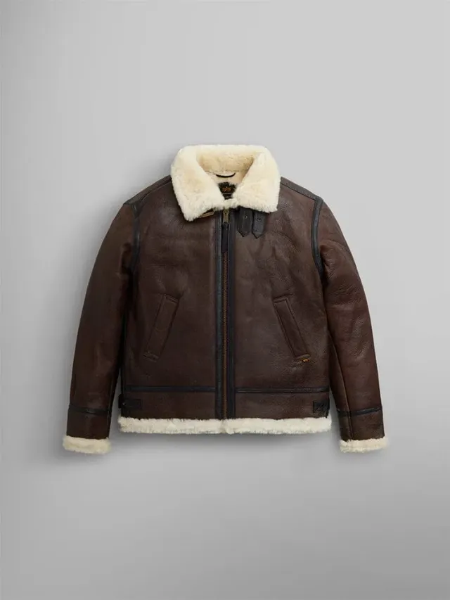 Alpha Industries B-3 Sherpa blouson cuir marron homme