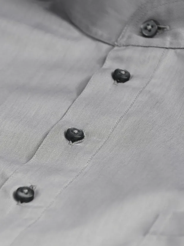Hollington chemise coton col mao granite