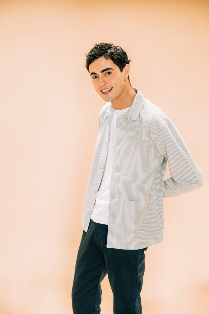 Soubacq Bleu Opéra veste coton chevrons bleus