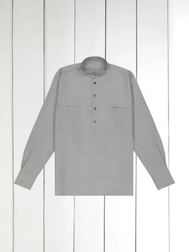 Hollington chemise col mao coton smoke coupe droite