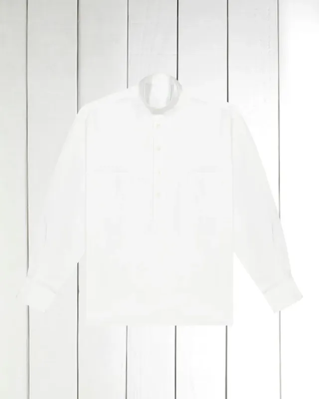 Hollington chemise col mao coton blanc luxe blanche