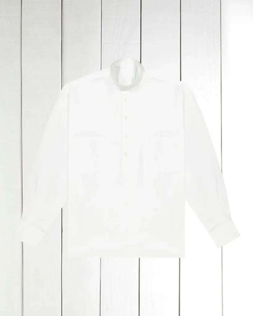 Hollington chemise col mao coton blanc luxe blanche