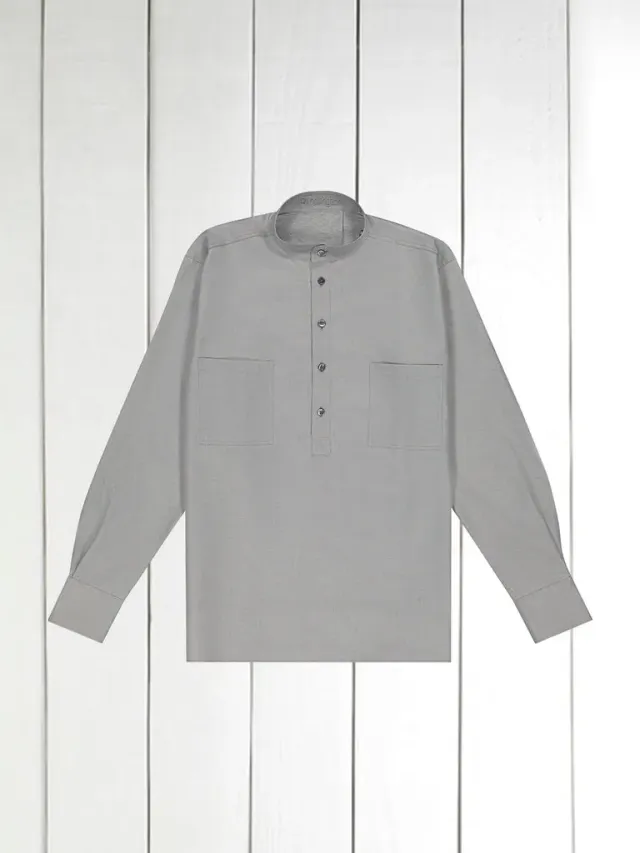 Hollington Smoke chemise col mao coton fumé