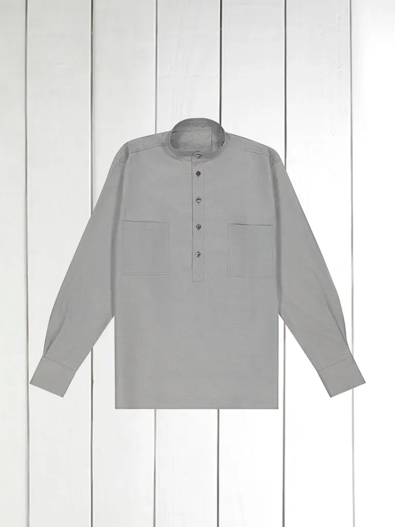 Hollington Smoke chemise col mao coton fumé